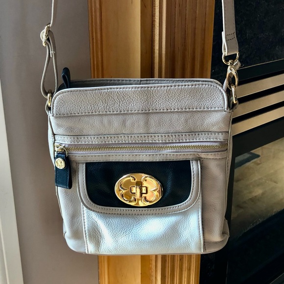 Emma Fox, Beige, Black, Cream, Soft Leather Crossbody Bag, GUC - Picture 1 of 15
